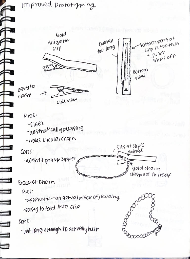 Sketch page of improved prototyping with pros and cons